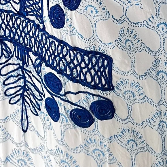 Roberta Roller Rabbit Blue Boho Long Sleeve Tunic Cover Up Dress XS - Picture 4 of 12